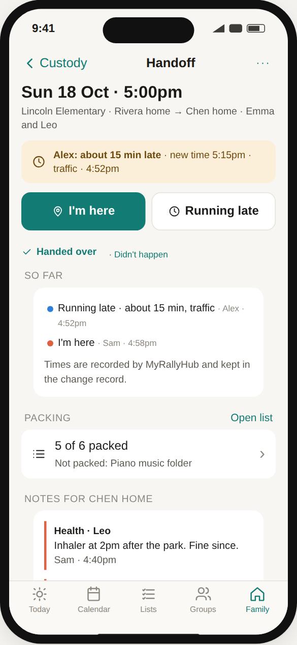 Handoff with running late