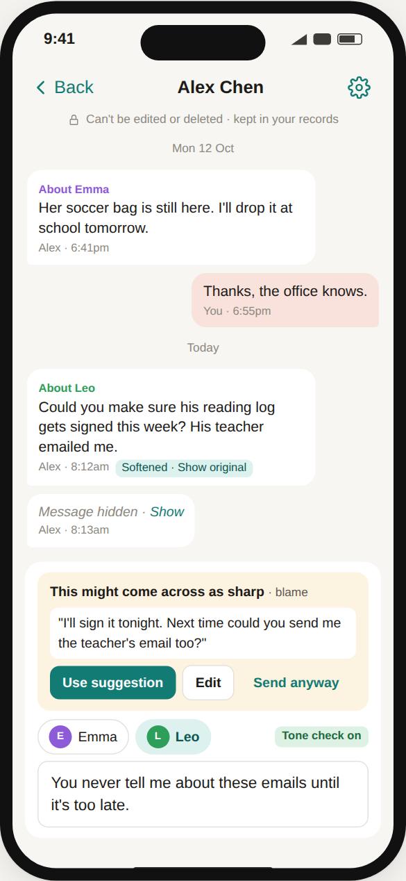 Co-parent messages