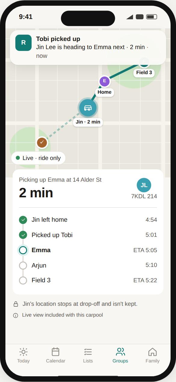 Ride day with the driver on the way